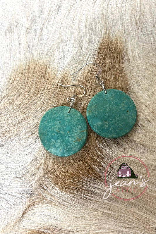 Green Turquoise Slab Earring