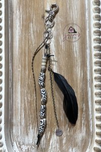 African Beads & Feather Bag Tassel